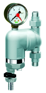 FAR FA 39M4 12100  Фильтр с поворотным соединением, 1/2", НР-НР, 100 мкм, с магнитной вставкой, с манометром, Tmax: 95 °С, 25 бар