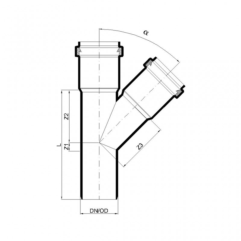 POLOPLAST P2840 POLO-KAL NG Тройник PKEA DN/OD 160/90, 45°, синий