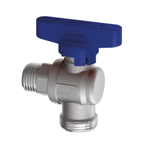 Кран шаровой хром. 3/4"НР-1/2"НР (бабочка, син.) углов.