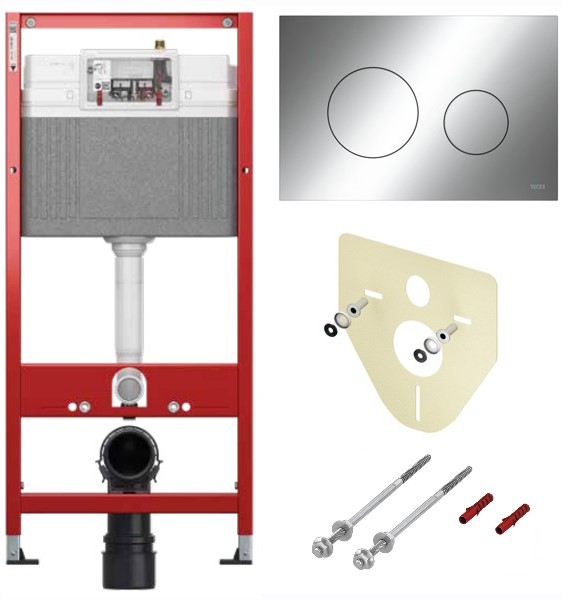 TECE K447921 TECEbase BASE 2.0 Комплект инсталляции 4 в 1 с панелью смыва ТЕСЕloop 2.0, цвет хром глянцевый, для установки подвесного унитаза