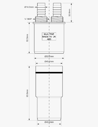 McALPINE WFH-CON4050 Адаптер для подключения слива фильтров 14мм/резьбовая часть 1/2