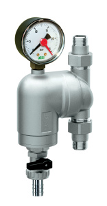 FAR FA 39A4 12  Фильтр с поворотным соединением, 1/2", НР-НР, 300 мкм, с манометром, Tmax: 95 °С, 25 бар