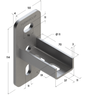TERMOCLIP 09117001 Фланец седельный продольный 28 5F2 50x70x114, 5,0 / 3,0 мм