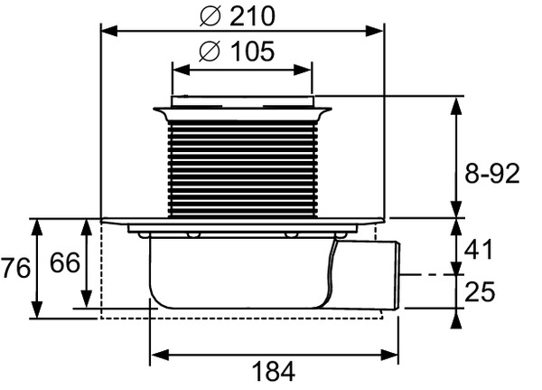 TECE 3601104 TECEdrainpoint S 114 Трап дренажный  горизонтальный, "низкий" - DN 50, со звукоизоляционным монтажным элементом, верхняя часть трапа с пластиковой рамкой решетки и установленной на заводе манжетой Seal System