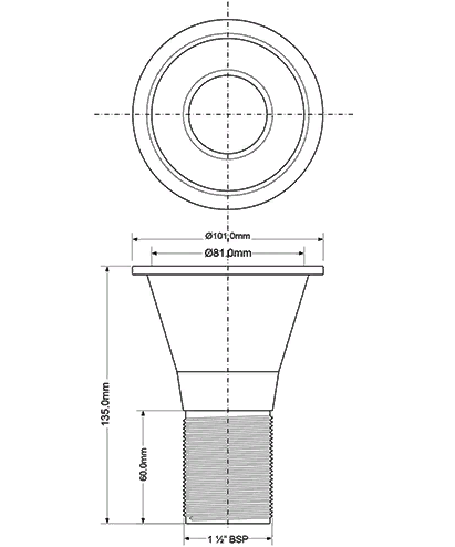 McALPINE FUNNEL-C Воронка сливная овальная, выход 1 1/2"