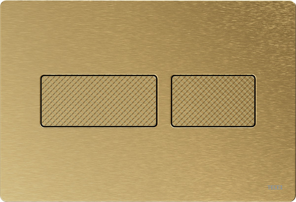 TECE 9240436 TECEsolid Панель смыва с двойной системой смыва для унитаза, материал металл, цвет матовая латунь с ромбовидным рельефом клавиш