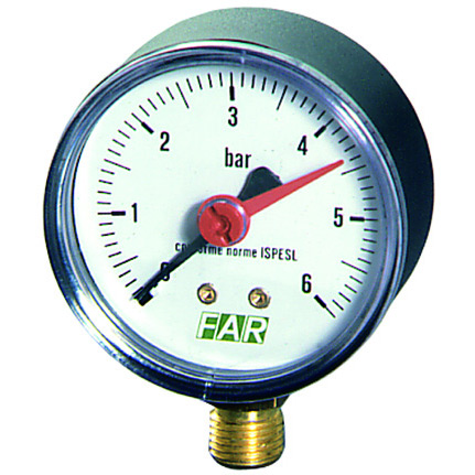 FAR FA 2505 R10 Манометр 1/4 Н, 0-10 бар, радиальное подключение, 63 мм, с алюминиевым циферблатом