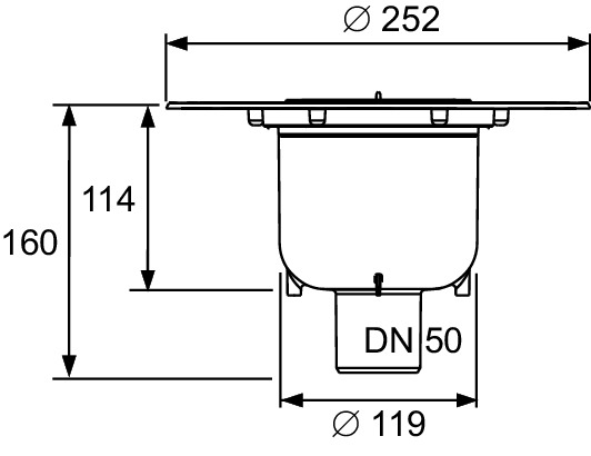 TECE 3601600 TECEdrainpoint S Сифон DN 50, вертикальный с универсальным фланцем Seal System