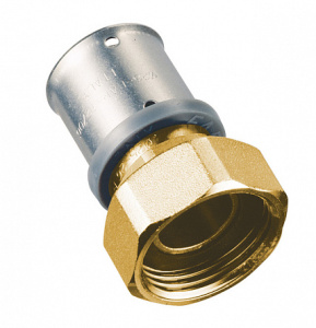 Пресс-переходник 16х2, с накидной гайкой, 1/2", латунь (аналог 59191601) FAR