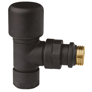 Вентиль термостатический угловой 1/2"гайка М24х19, черн.матов.