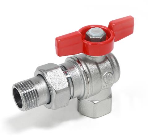 GIACOMINI R789X003 R789 Кран шаровый угловой  1/2"x1/2" внутренняя/наружняя, полнопроходной, с накидной гайкой, ручка бабочка