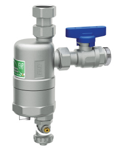 Сепаратор шлама (дешламатор) COMPACTFAR 3/4"х3/4", НР-накидная гайка, с магнитом, шаровым краном FAR