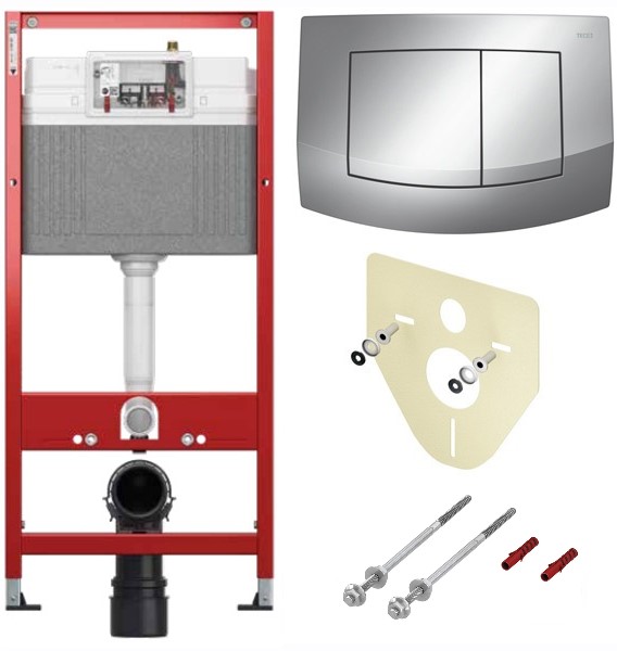 TECE K447226 TECEbase BASE 2.0 Комплект инсталляции 4 в 1 с панелью смыва ТЕСЕambia, цвет хром глянцевый, для установки подвесного унитаза