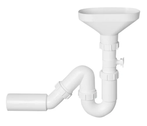 McALPINE HC8-FUN Сифон трубный 1 1/2"х40мм для разрыва потока/струи с овальной воронкой, отвод D40/50мм