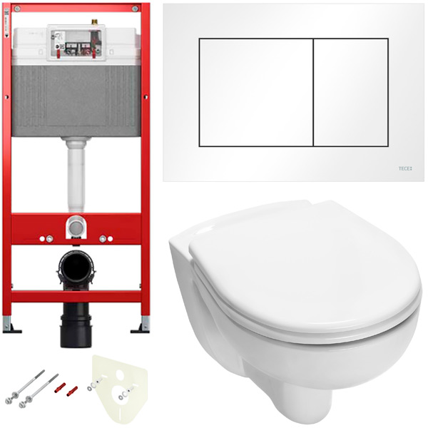 TECE 9400413.WC1 TECbase Полный комплект 5 в 1 для установки подвесного унитаз с крышкой/сиденьема, панель белая, унитаз с крышкой/сиденьем V04