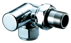 Вентиль запорный трехосевой левосторонний 1/2" гайка М24х19 (серебро)