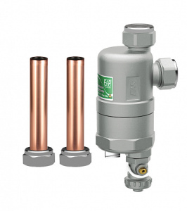 Сепаратор шлама (дешламатор) COMPACTFAR 3/4", с магнитом, в комплекте: медные трубки Ду=18 мм, L=100 мм - 2 шт; гайки Ду18 мм - 2 шт FAR