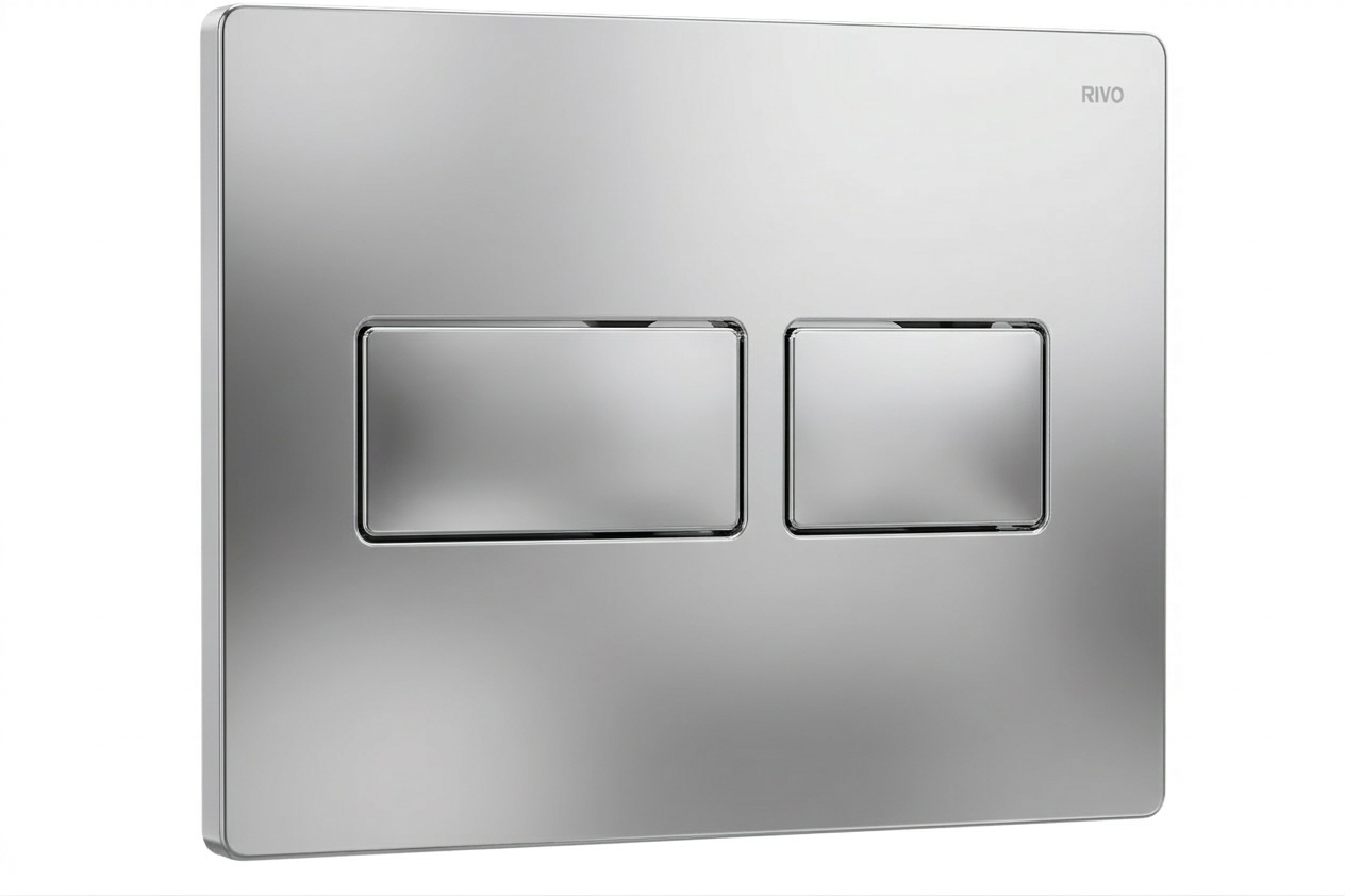 RIVO 301002 Touch LUX Металлическая панель смыва унитаза для системы двойного смыва, хром глянцевый