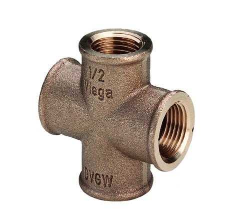 VIEGA 318024 Фитинг резьбовой крестовина, 3/8" x 3/8" внутренняя/внутренняя, бронза