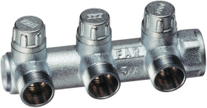 FAR FK 3901 C34 MultiFAR Коллектор запорный 3/4" с 3 отводами М24х19, концевой