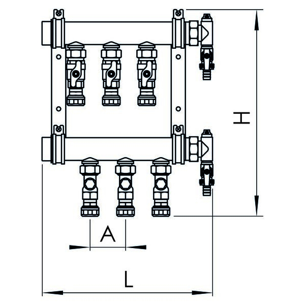 РЕХАУ 12488701001 RAUTHERM S Распределительный коллектор IVKK на 2 контура, латунь