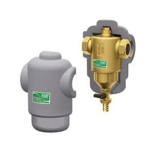 Грязеуловитель д/присоед.медн.труб 22мм,сливн.кран,отверст.1/2"