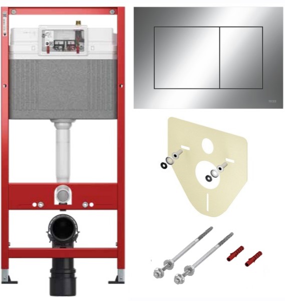 TECE K447401 TECEbase BASE 2.0 Комплект инсталляции 4 в 1 с панелью смыва ТЕСЕnow, цвет хром глянцевый, для установки подвесного унитаза