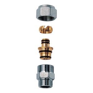 Переходник НР  1'  - с концовкой для м/п и РЕХ-труб 16X2