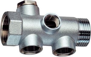 FAR FK 3440 1  Узел 1", НР-ВР, для воздухоотводчика, термоманометра и заглушки, 4 отвода, хромированный