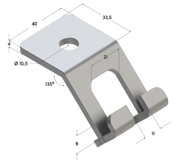 TERMOCLIP 09135001 Скоба 45˚ 4F2 33,5x80x40, 4 мм