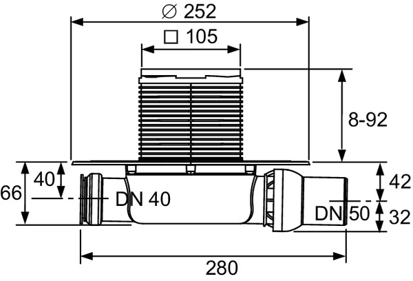 TECE 3601100 TECEdrainpoint S 110 Трап дренажный, низкий с универсальным фланцем Seal System