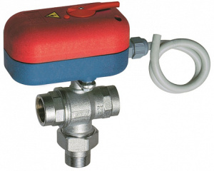 Кран шаровой 3-х ход., смесительный, 3/4", ВР-ВР, 220 в, 180 сек, моторизованный FAR