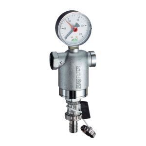 FAR FA 3948 1100  Фильтр 1" ВР-ВР, с манометром, 100мкм, Max: 95 °C, 25 бар