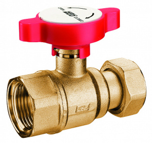 Кран шаровой 1", латунный, с накидной гайкой 1", синяя ручка