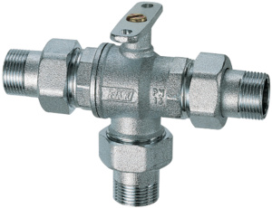 Кран шаровой 3-х ход., 1", НР-НР, зонный, с байпасом FAR