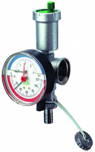 FAR FK 3442 1  Узел 1", ВР, с автоматическим воздухоотводчиком, термоманометром 0-4 бар, 0-120 ﹾС и сливным краном