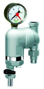 FAR FA 39M6 12100  Фильтр с поворотным соединением, 1/2", ВР-НР, 100 мкм, с магнитной вставкой, с манометром, Tmax: 95 °С, 25 бар