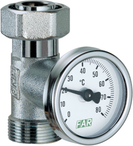 Вставка М24х19, с термометром 0-80 ﹾС, хромированная FAR