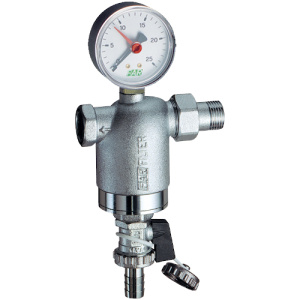 FAR FA 3946 34100  Фильтр 3/4", ВР-НР, 100 мкм, с манометром, Tmax: 95 °С, 25 бар