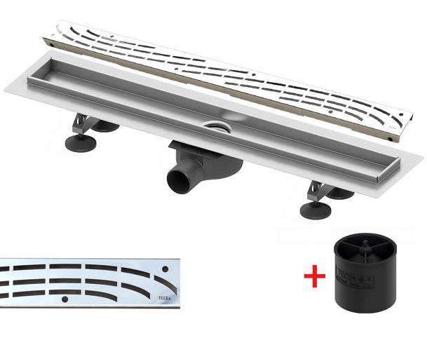 TECE KL9003 TECElinus Комплект TECElinus для монтажа дренажного канала с декоративной решеткой "swing", со стаканом с мембраной, длина 900 мм - Инженерные системы TCprofi