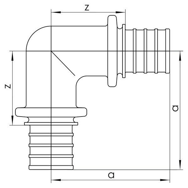 РЕХАУ 12611031001 RAUTHERM S Угольник 90° - 32, оцинкованная латунь