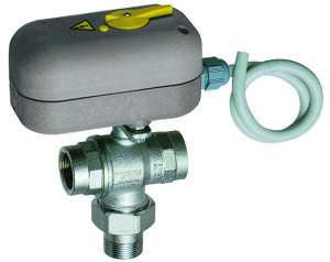 Кран шаровой 3-х ход., 1", НР-ВР, зонный, 220 В, 8 сек, с ручной деблокировкой FAR