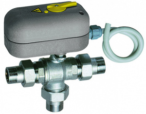 Кран шаровой 3-х ход., 1", НР-НР, зонный, 220 В, 8 сек, с ручной деблокировкой FAR