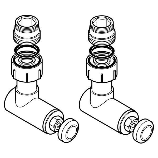 РЕХАУ 12406071001 RAUTITAN SL-Комплект телескопических угловых резьбозажим. соединений 12х1.0-R1/2", никелированная латунь