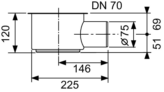 TECE 650002 TECEdrainline Сифон «максимальный» DN 70 боковой слив