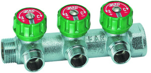 Коллектор регулирующий 3/4", 3 отвода М24х19 FAR