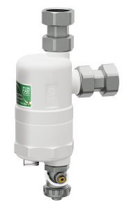 Сепаратор шлама (дешламатор) COMPACTFAR 3/4", накидные гайки, с магнитом, белый корпус FAR
