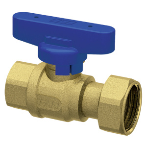 Кран шаровой латунный 3/4'ВР -1"накид.гайка (бабочка, син.)