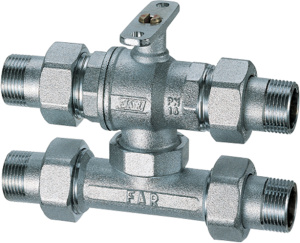 Кран шаровой 3-х ход., 3/4", НР-НР, зонный, с байпасом FAR