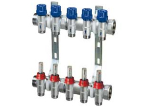 FAR FK 3971 C104  Узел коллекторный 1", с запорными и терморегулирующими вентилями, с расходомерами, 4 отвода М24х19